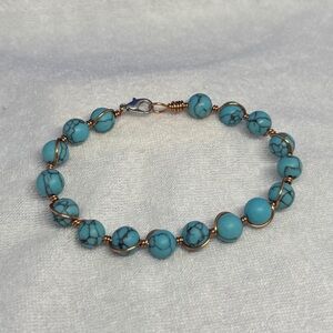 Handmade Blue Howlite Copper Bracelet
